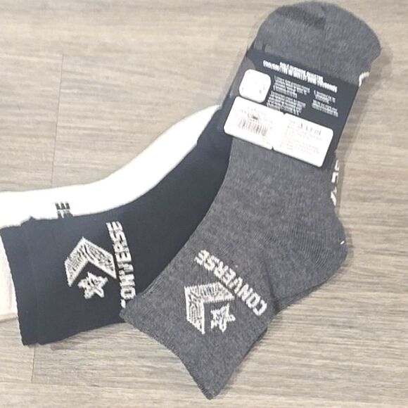 Converse 3 Pack Logo Half Cushion Quarter Socks - Picture 6 of 6